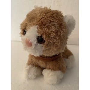 Scruffy Kitty Cat Plush Stuffed Animal Light Ginger Pink Nose White Ears Paws 7"